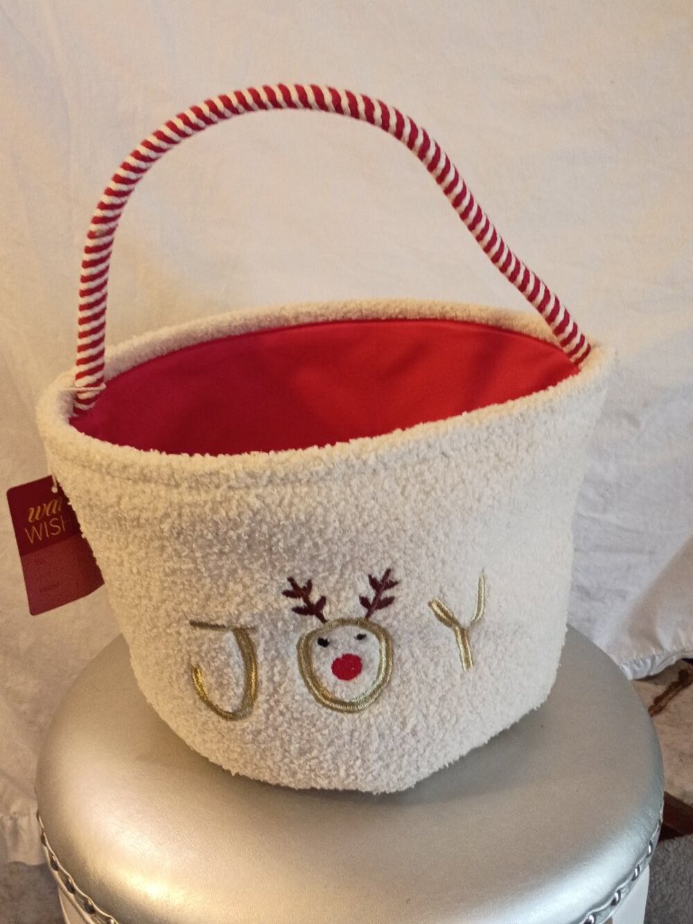 Merry and Bright Brand "JOY" Storage Bin with Handle NWT